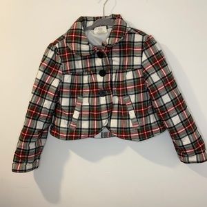 Cute Girls Cropped Winter Holiday Coat! Red, Green, Navy, White Plaid.